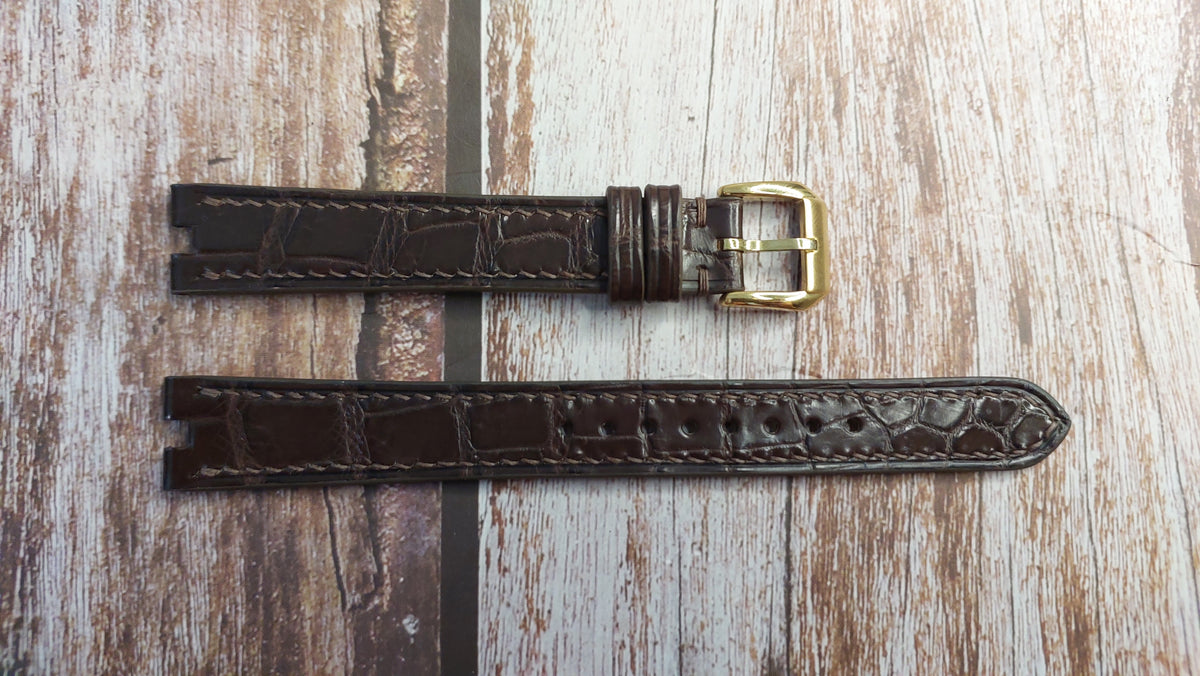 Good Price Brown Crocodile Leather With 18K Gold Buckle Replacement Watch Band WE1002S3_K0000465 main image 0