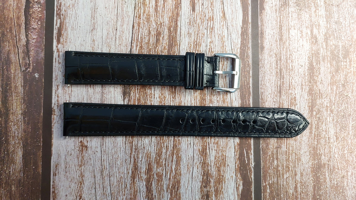Cheap Black Crocodile Leather Strap Wristwatch Strap W6701010_K0000589