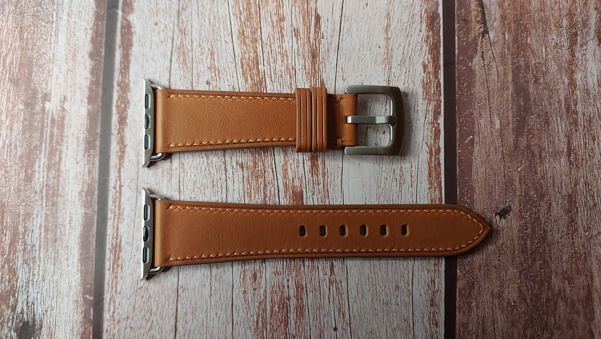 Brown Barenia Leather Strap For Apple Watch Series 8 (41mm) VGreen