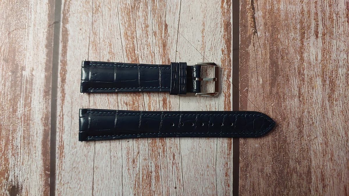 Dark Blue Full Grain Crocodile Leather Strap For L38304926 Longines Co