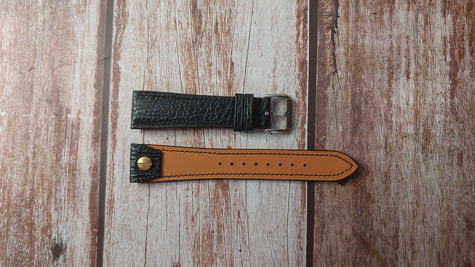 Black Sharkskin Leather Custom Open Ended Strap For Tudor Pelagos FXD Watch