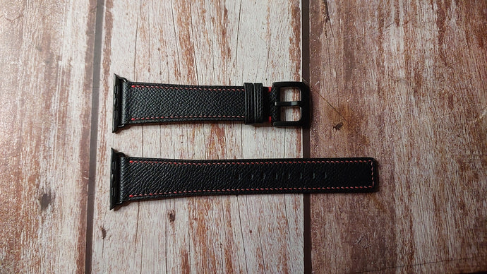 Black Epsom Custom Leather Strap For Apple Watch Series 6 (44mm)