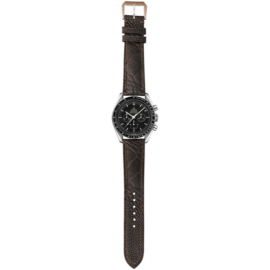 Ostrich Leg Leather Watch Strap - Dark Gray