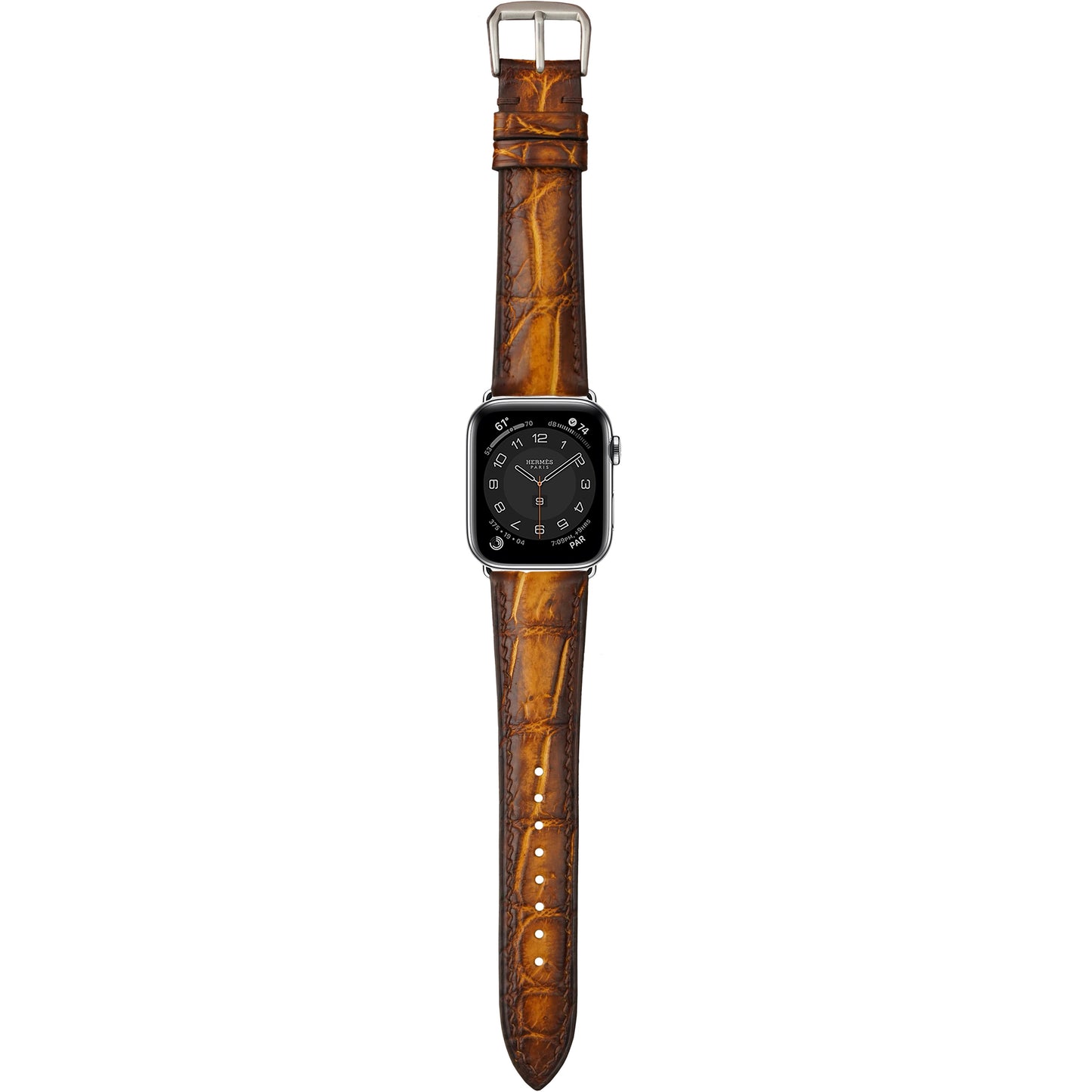 Crocodile Leather Watch Strap - Burnt Chestnut