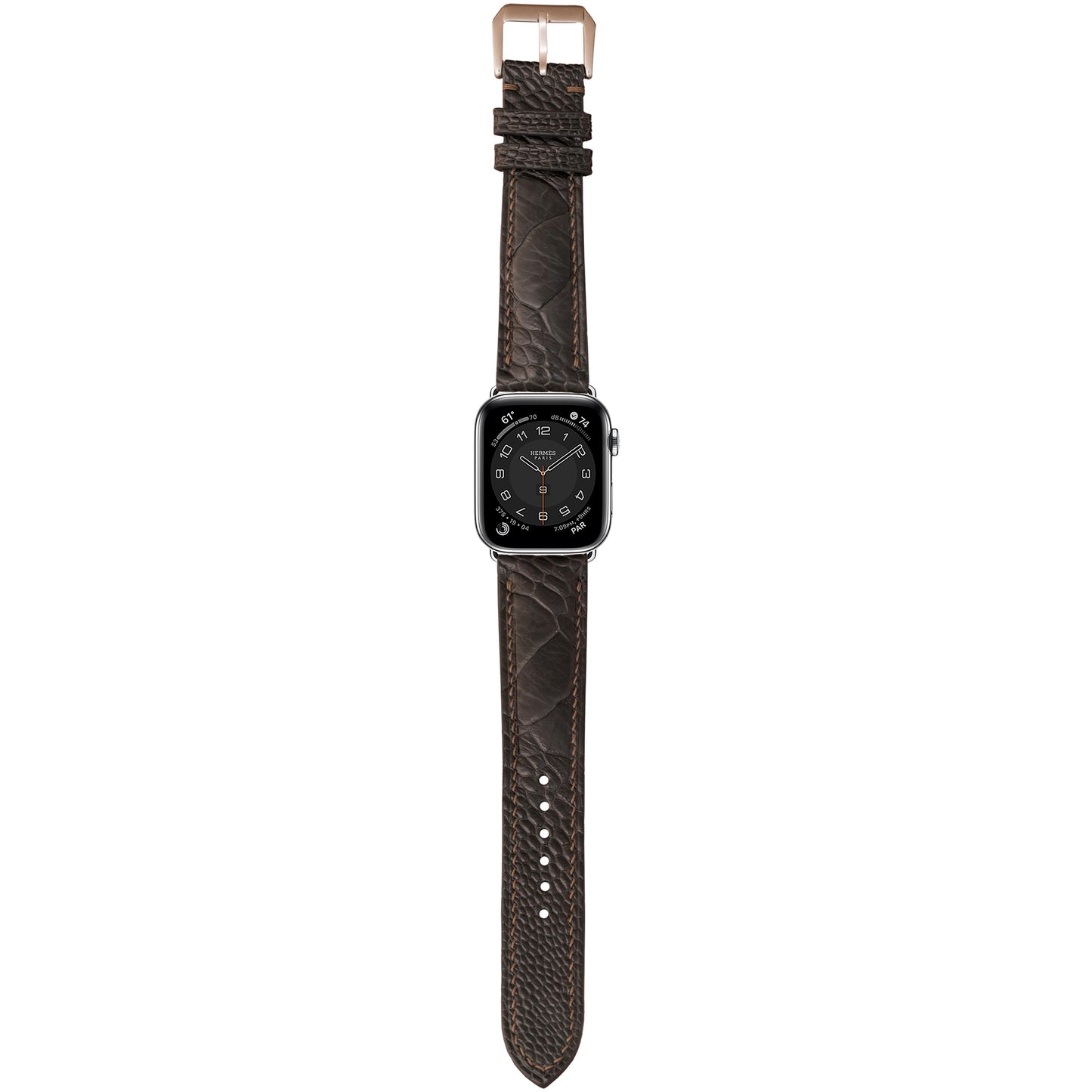 Ostrich Leg Leather Watch Strap - Dark Gray