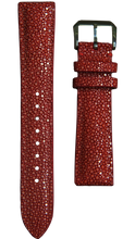 Load image into Gallery viewer, Stingray Leather Watch Strap - Crimson Red