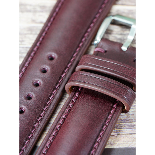 Buttero Leather Watch Strap - Bordeaux