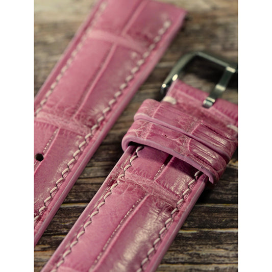 Crocodile Leather Watch Strap - Salmon Pink