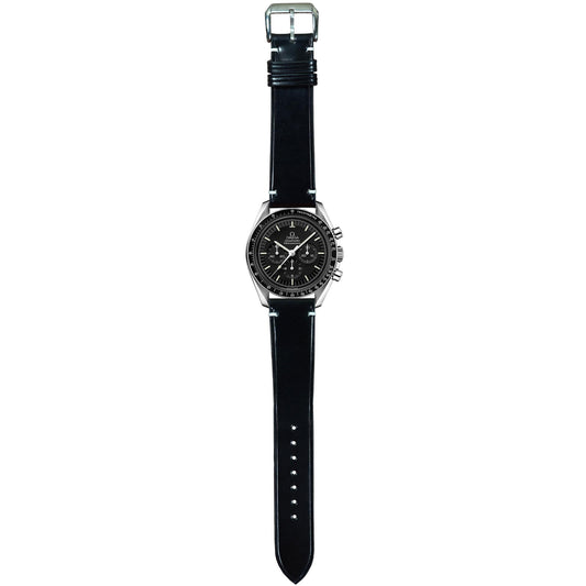 Shell Cordovan Leather Watch Strap - Black