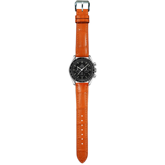 Crocodile Leather Watch Strap - Orange