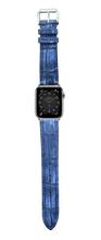 Load image into Gallery viewer, Nubuck Crocodile Leather Watch Strap - Navy