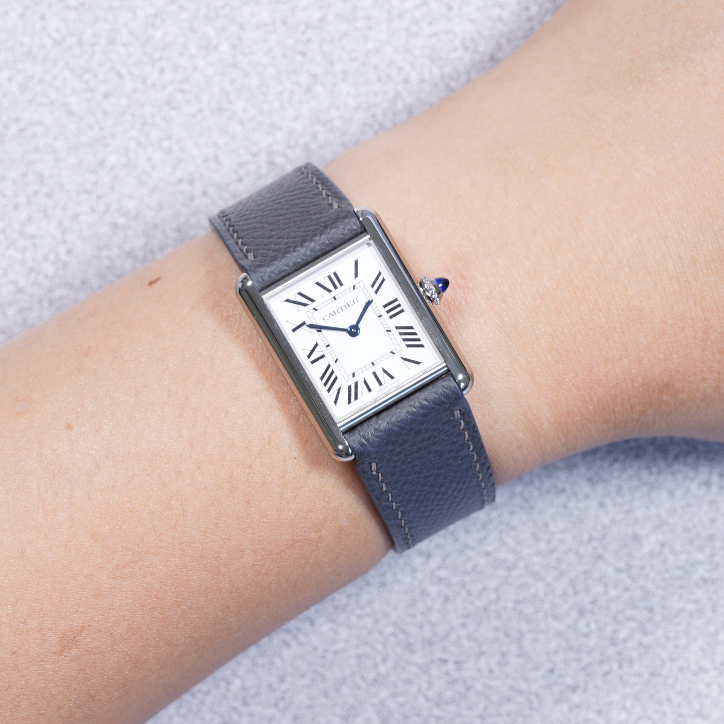 Cartier Tank Must with a Gris Meyer grey Epsom leather strap by VGreen