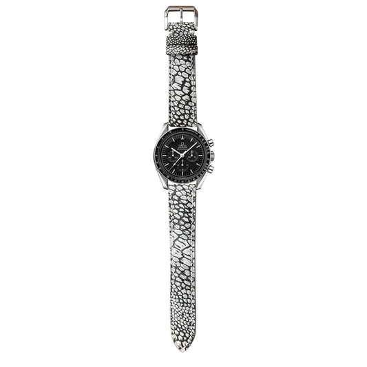 Ostrich Leg Stonewash Leather Watch Strap - Gray