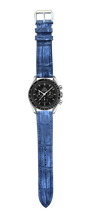 Load image into Gallery viewer, Nubuck Crocodile Leather Watch Strap - Navy