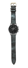Load image into Gallery viewer, Nubuck Crocodile Leather Watch Strap - Black