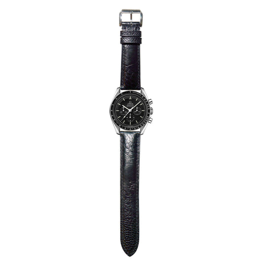 Ostrich Leg Leather Watch Strap - Black