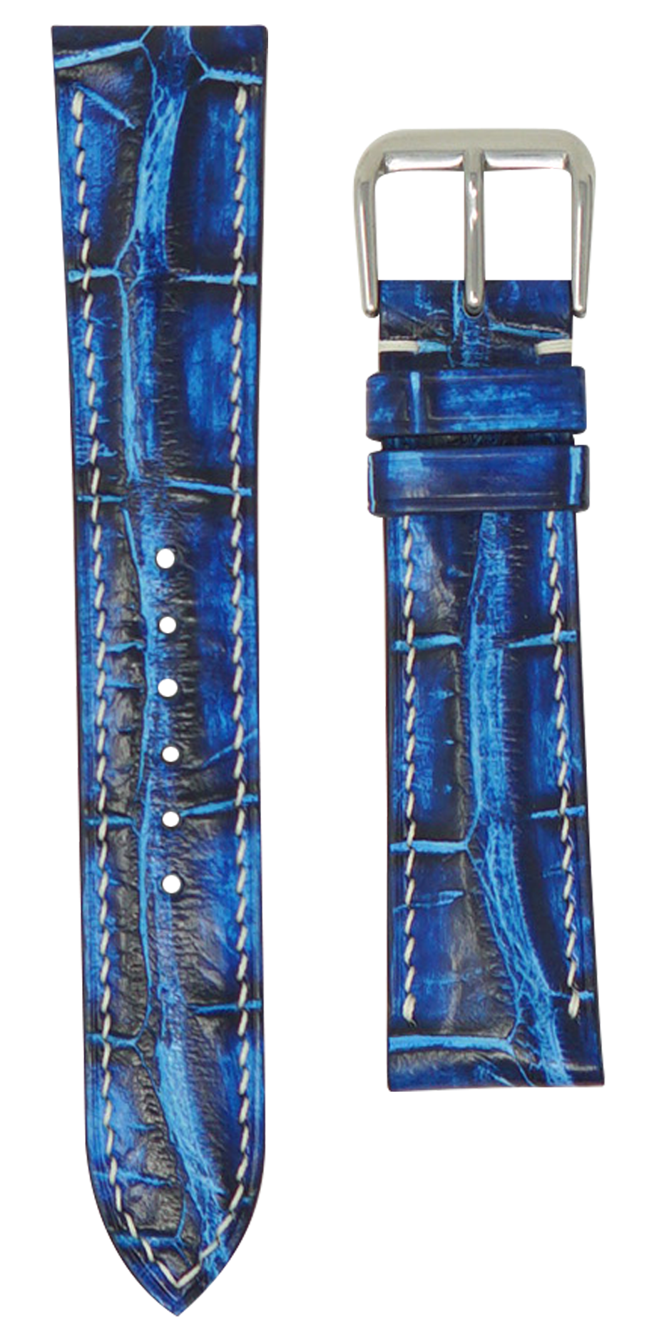 Crocodile Leather Watch Strap - Electric Blue