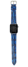 Load image into Gallery viewer, Crocodile Leather Watch Strap - Electric Blue