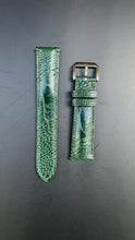 Load and play video in Gallery viewer, Ostrich Leg Leather Watch Strap - Green