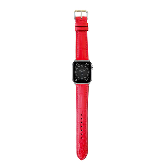 Crocodile Leather Watch Strap - Red