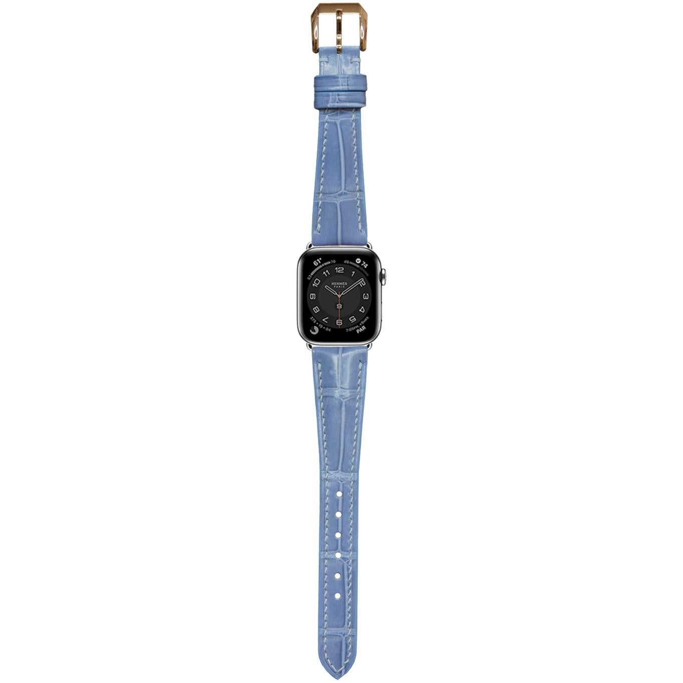 Crocodile Leather Watch Strap – Ice Blue