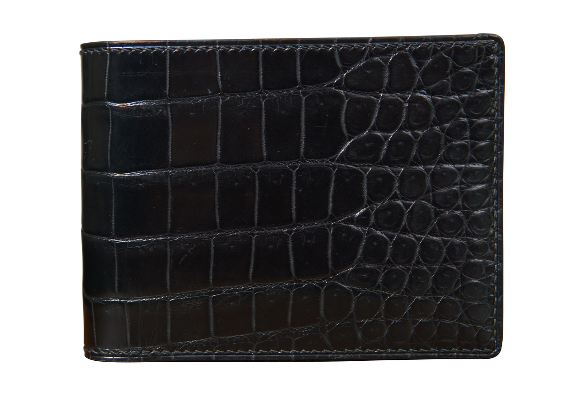 Horizontal Bifold Leather Wallet - Black Crocodile – VGreen