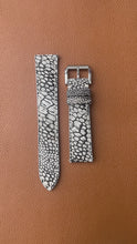 Load and play video in Gallery viewer, Ostrich Leg Stonewash Leather Watch Strap - Gray