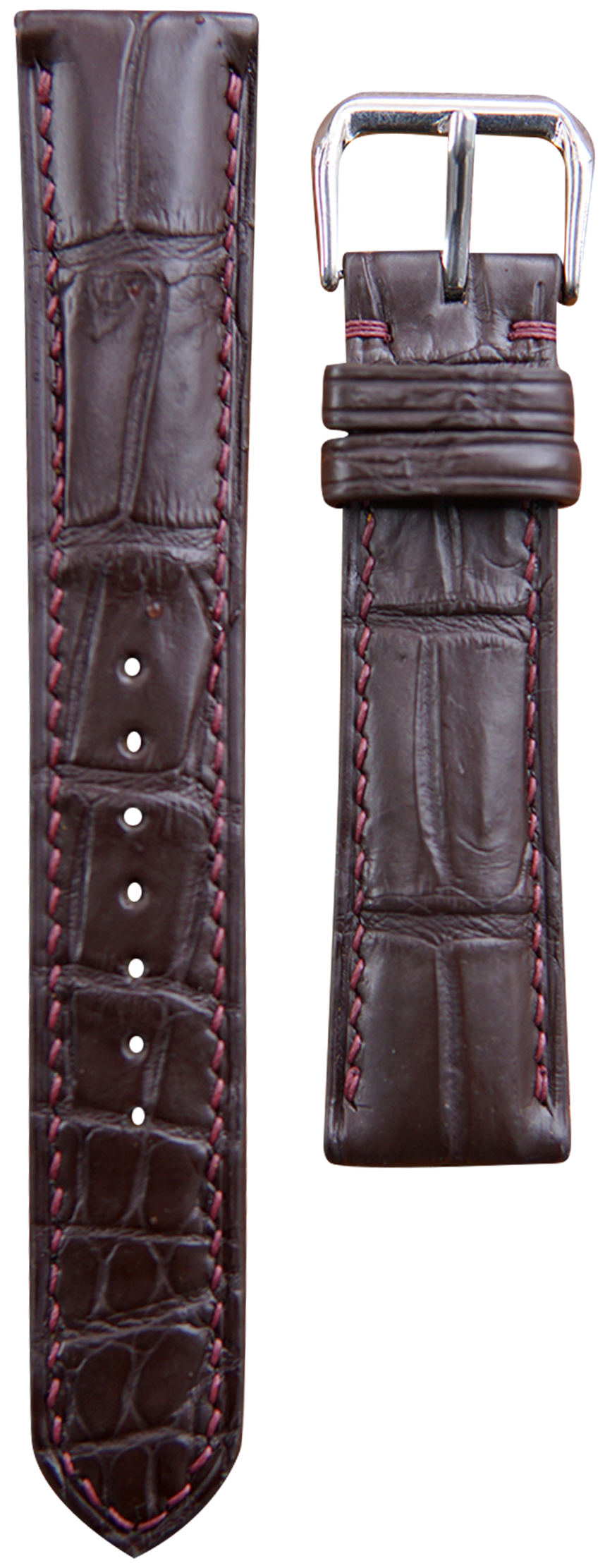 Crocodile Leather Watch Strap - Brown