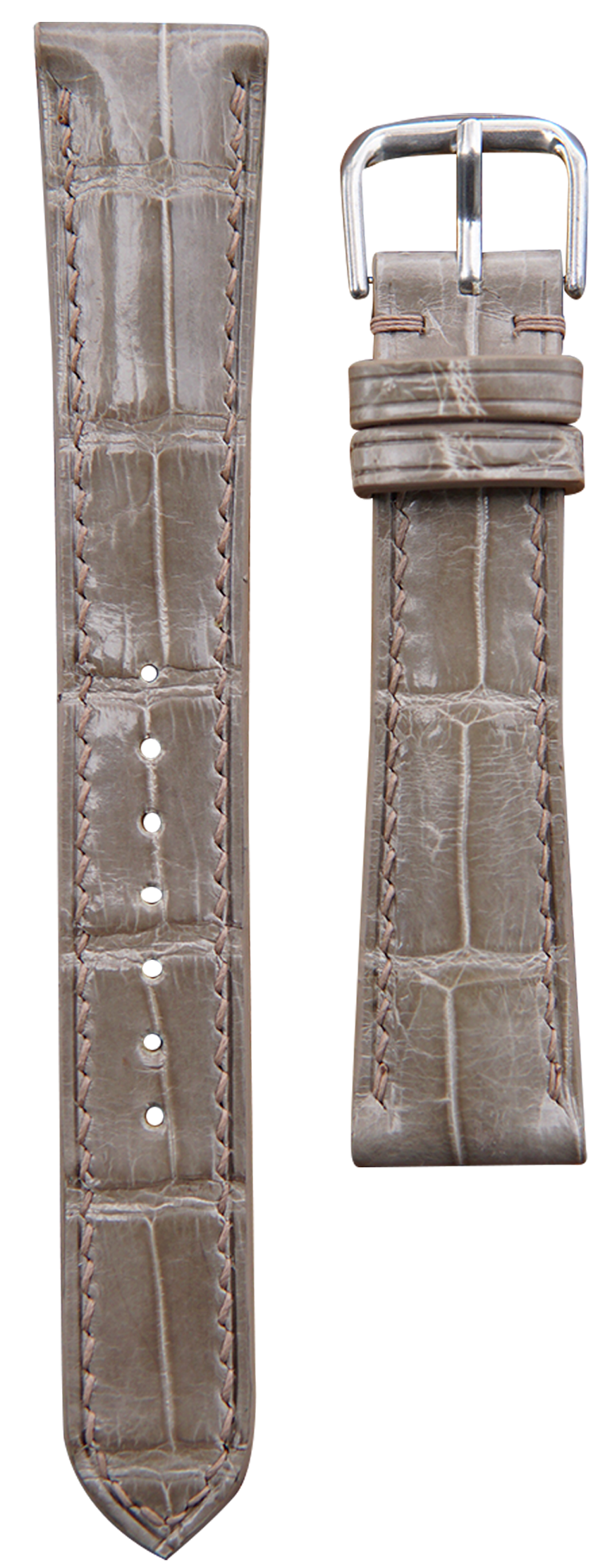 Crocodile Leather Watch Strap - Gray
