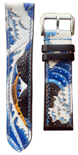 Load image into Gallery viewer, The Great Wave - Engraved Leather Watch Straps