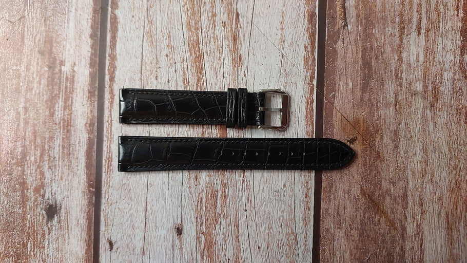 Black Full Grain Crocodile Custom Leather Straps