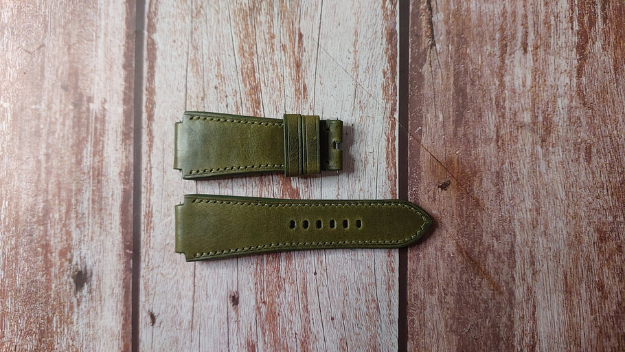 Olive Green Badalassi Wax Leather Custom Notched Straps