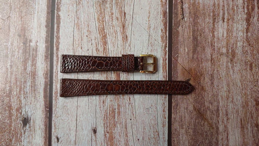 Dark Brown Full Grain Ostrich Leg Custom Leather Strap For 1960s Gold Omega Constellation Watch