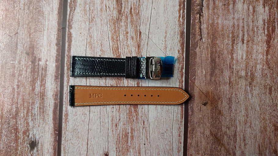 Black Full Grain Lizard Custom Leather Straps