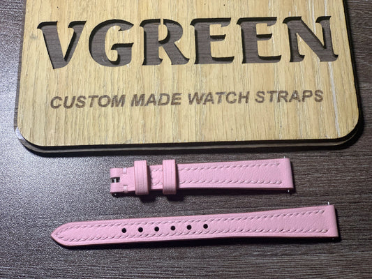 Pink swift leather watch strap for vintage Rolex 6917, 10mm buckle