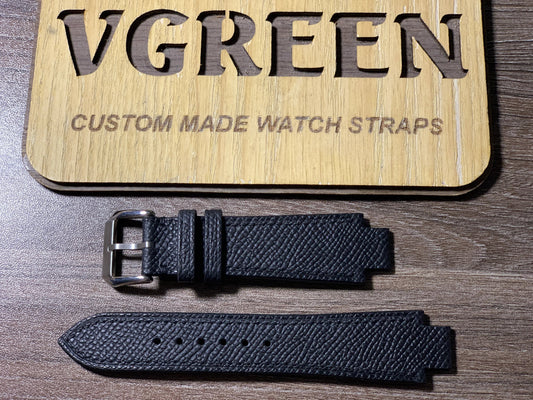 Black Epsom corner-notched strap for Clerc Icon 8, full strap