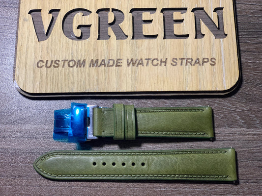 Olive Badalassi Wax strap for Omega Speedmaster 57, full strap