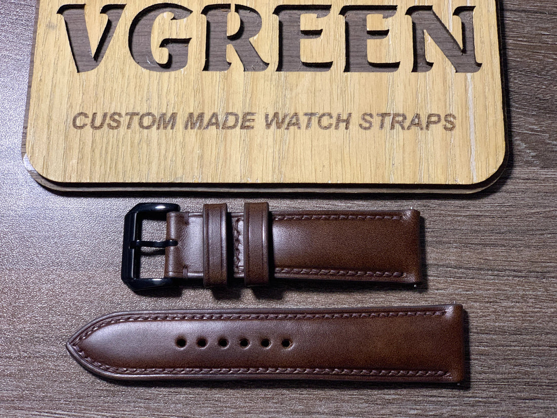 Dark brown Buttero strap for Christopher Ward C60 Pro 300, full strap