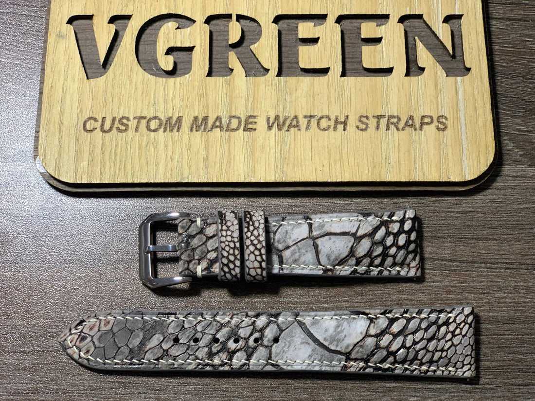 Gray ostrich leg strap for Grand Seiko SBGE277, full strap
