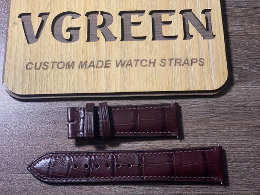Brown crocodile watch strap for Breitling Navitimer, full strap
