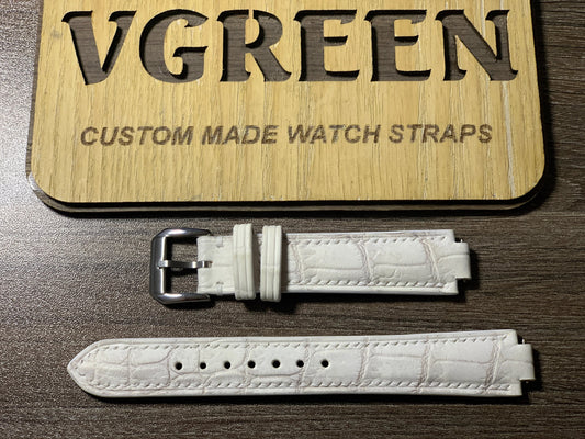 Sand white crocodile corner-notched watch strap for a Louis Vuitton
