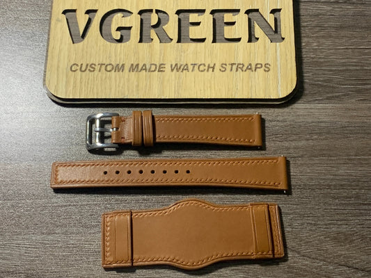 Barenia leather bund strap for a vintage Rolex Air King 36mm, flat pad and square tips