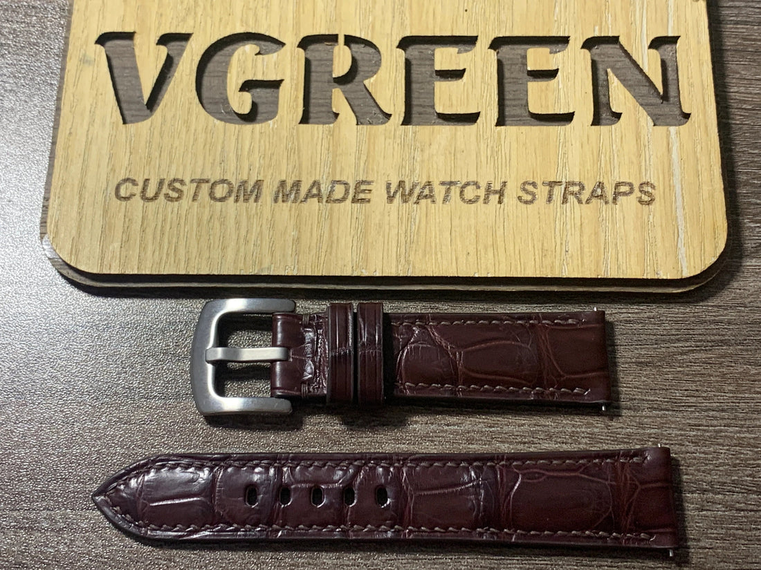 Brown crocodile watch strap for Bulova Sutton 96B402 blue chronograph
