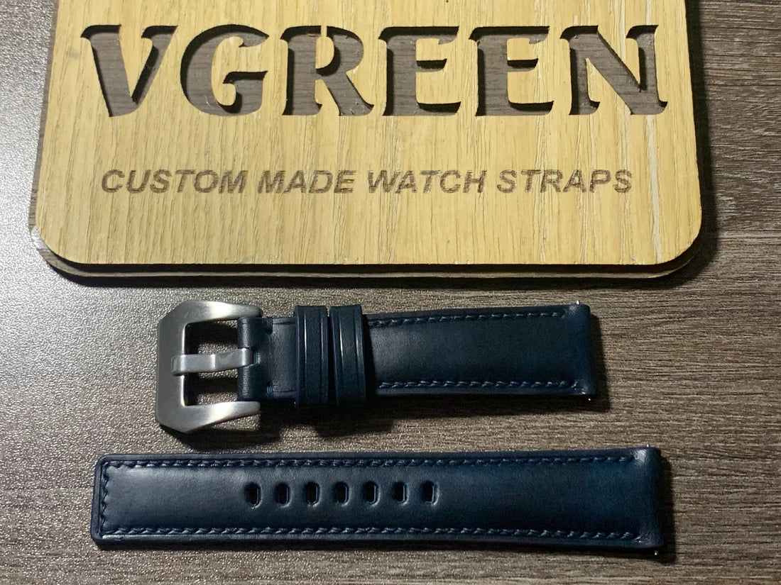 Deep teal Buttero watch strap for Rolex Milgauss Z-Blue, square tips