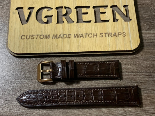 Brown crocodile watch strap for Tissot Chemin des Tourelles, rose-gold buckle