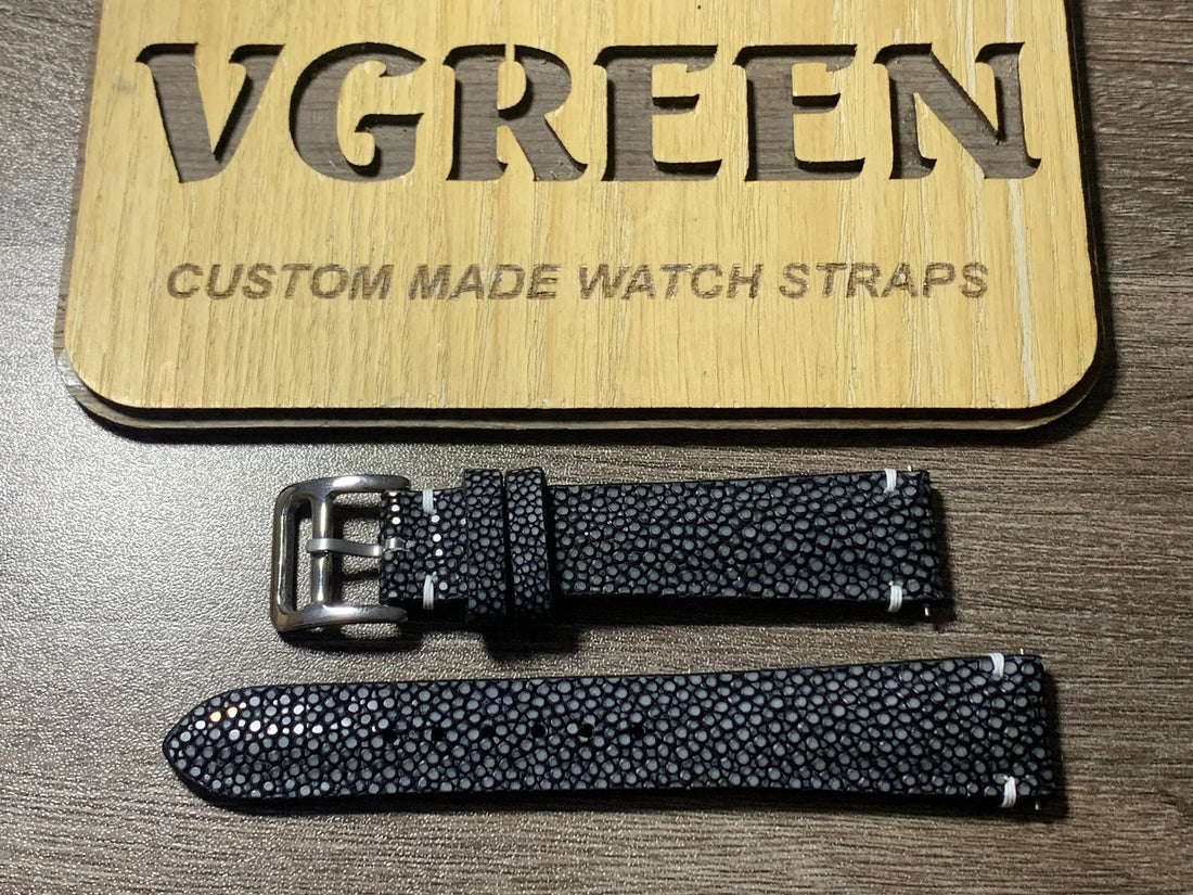 Black stingray watch strap for Tudor Black Bay 36