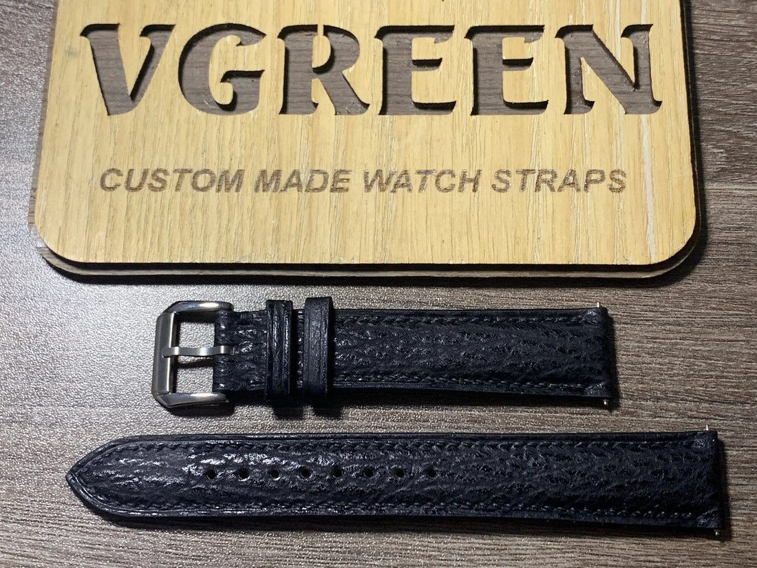 Black sharkskin watch strap for Rolex Submariner 16610