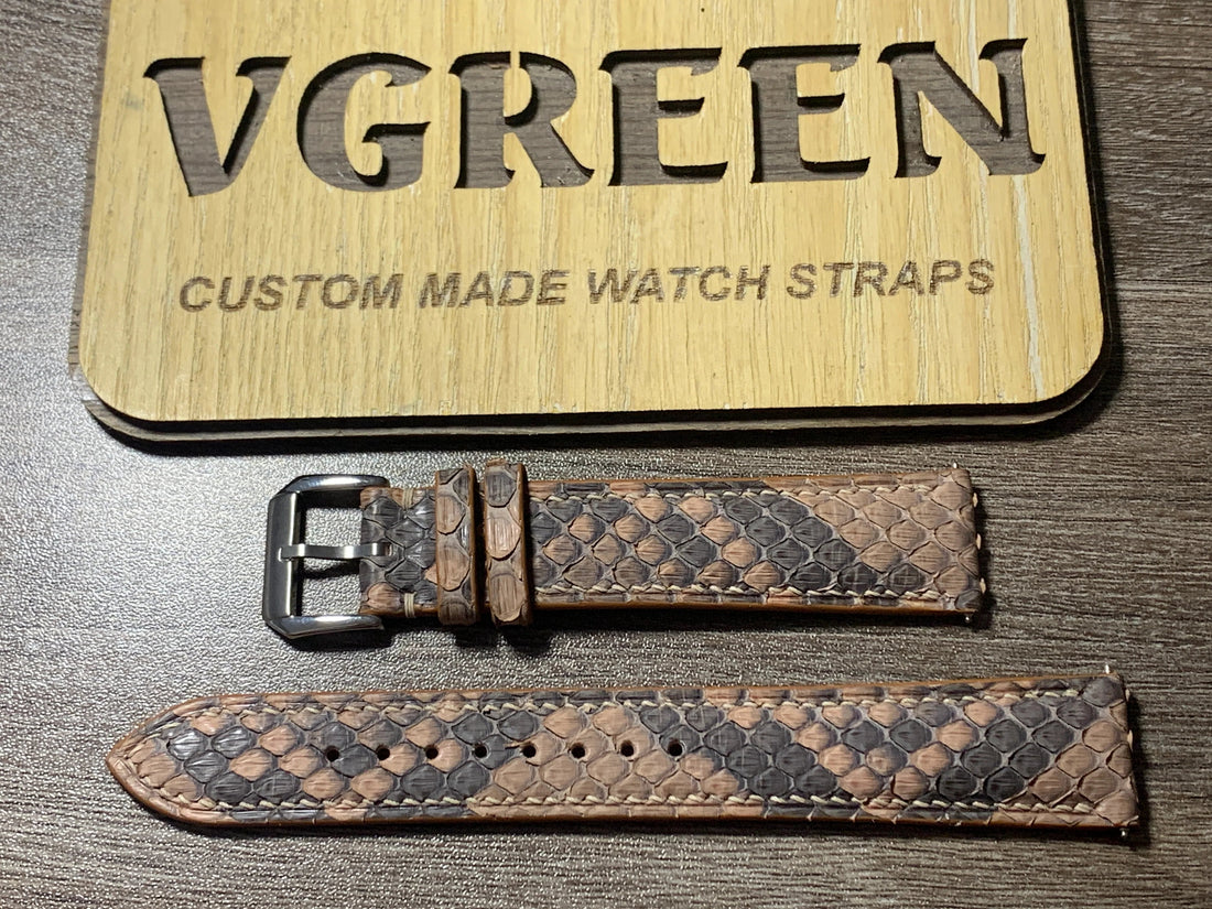 Copper snakeskin watch strap for Rolex Submariner 16610