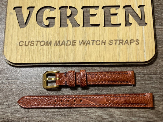 Rooibos tea ostrich leg watch strap for Rolex Ladies Datejust with gold Classic buckle