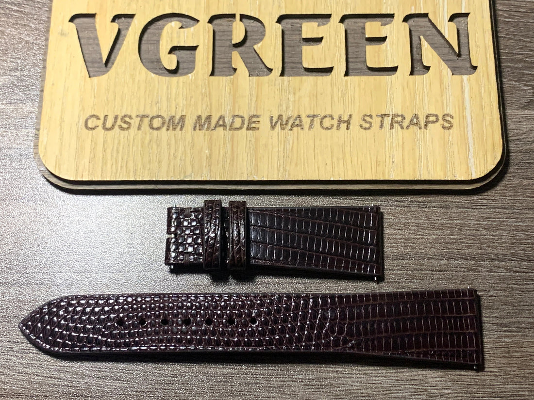 Dark brown lizard watch strap for IWC Big Pilot 7 Days, custom deployant length